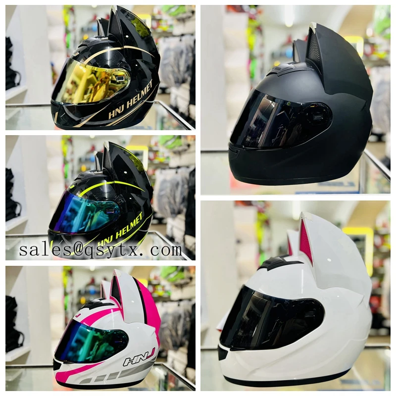 New Custom Couple Helmet Cat Ear Motorbike Cascos Para Moto Certificados Motorcycle Accessories Helmet
