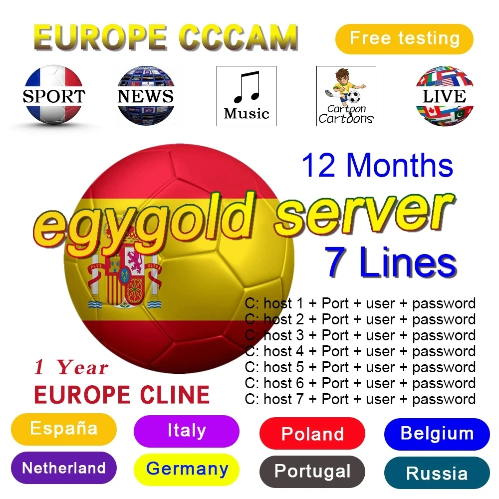 Egygold cccam clines для Европы Испания Португалия Польша США Германия 7 линий спутникового ТВ-приемника