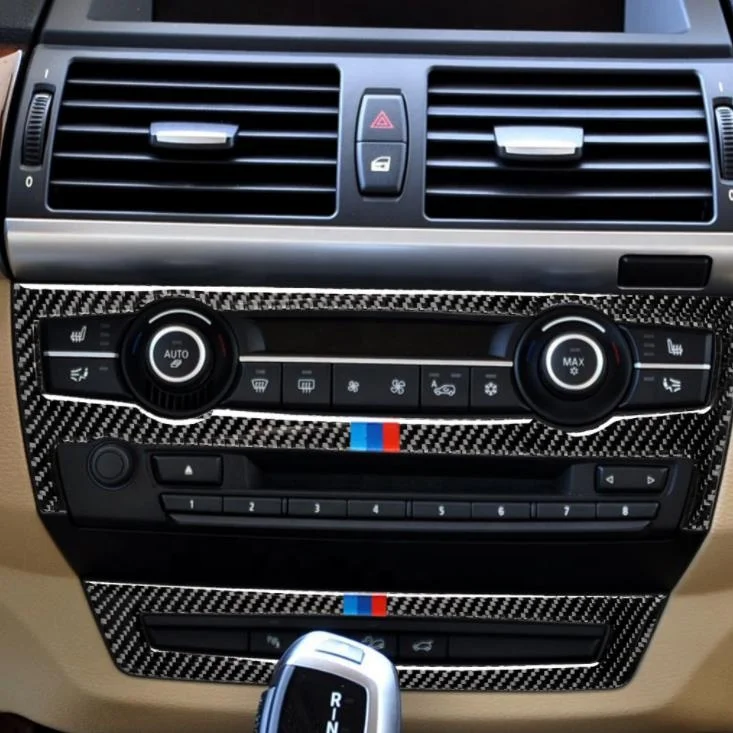 CD Air Center Control Panel Carbon Fiber Sticker For BMW X5 E70/X6 E71Car Decorative Trim Accessories