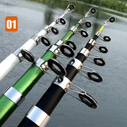 Super Hard Telescopic Fishing Rod 99% Carbon Fiber 2.1-3.6M Carbon Spinning Pole Sea Fishing Stick Metal Ring