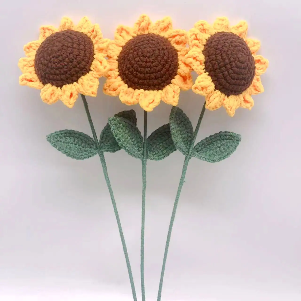handmade Knitted Crochet Sunflower of the Artificial Flowers holiday gift Hand crocheted flower bouquet wool immortal flower