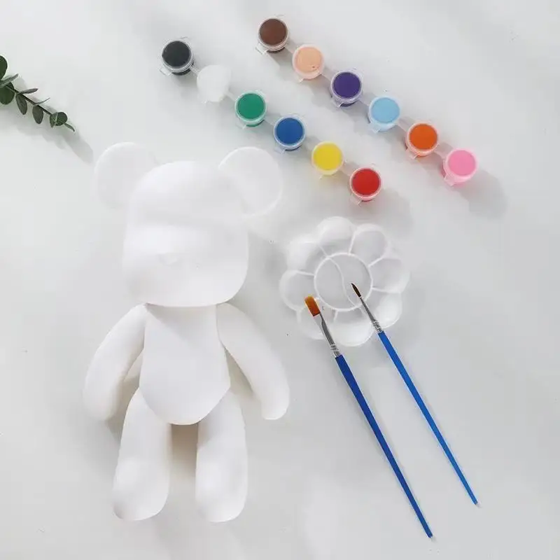 Fluid Painting Creative Home Decorations Handmade Doll Figurine Toys Gift DIY Painting Teddy Bear Violent Bear Gloomy B
