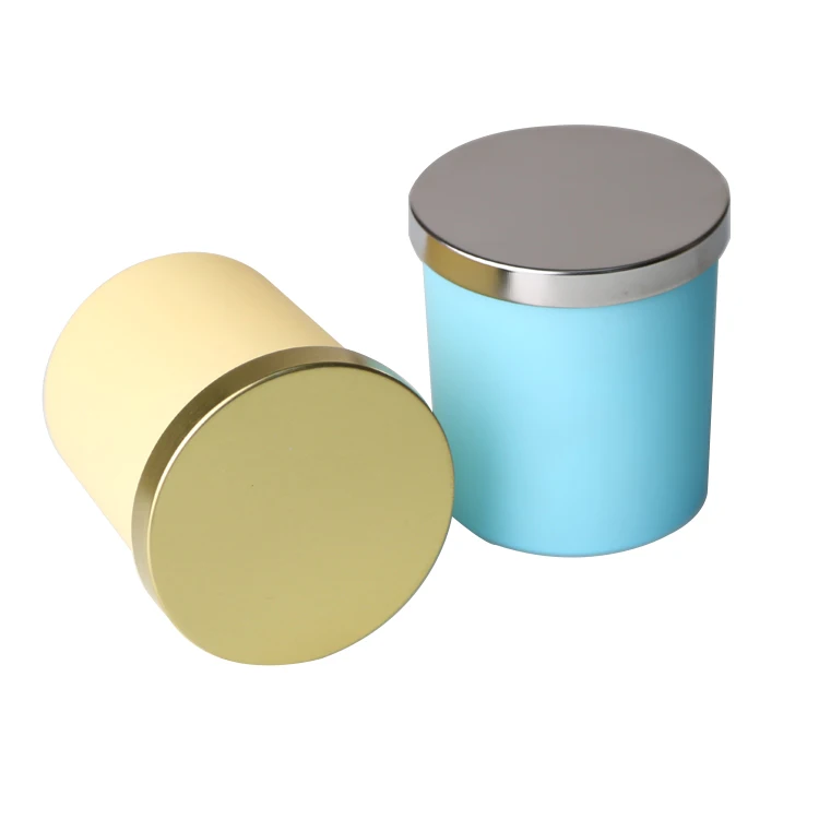 10oz yellow pink green amber blue white and black custom label empty glass candle jars with wooden lids and metal lids