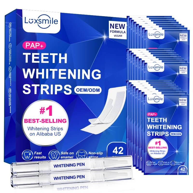 Dental Bleaching 5D Tooth White Peroxide Dissolving 28 Wholesale Private Label PAP Teeth Whitening Strips 21 Treatments