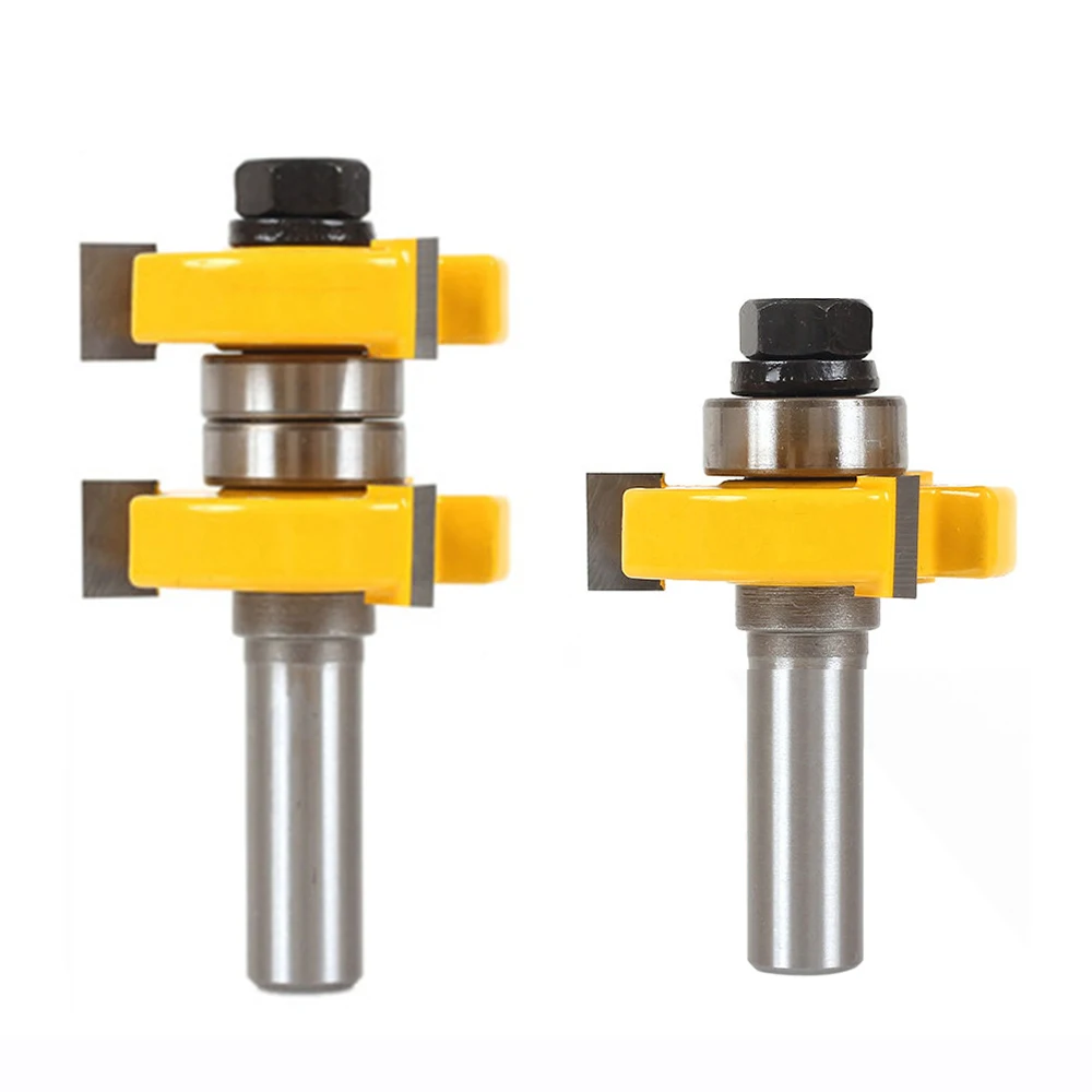 2pc 3T T-shaped RouterBit Woodwork CabinetDoor EndMill Cutter 1/2inch Shank
