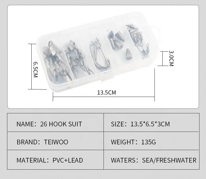 Palmer 26pcs/box jig heads fishing full combo set box lead jig head fishing hooks with ball bearing swivel full kit wholesale