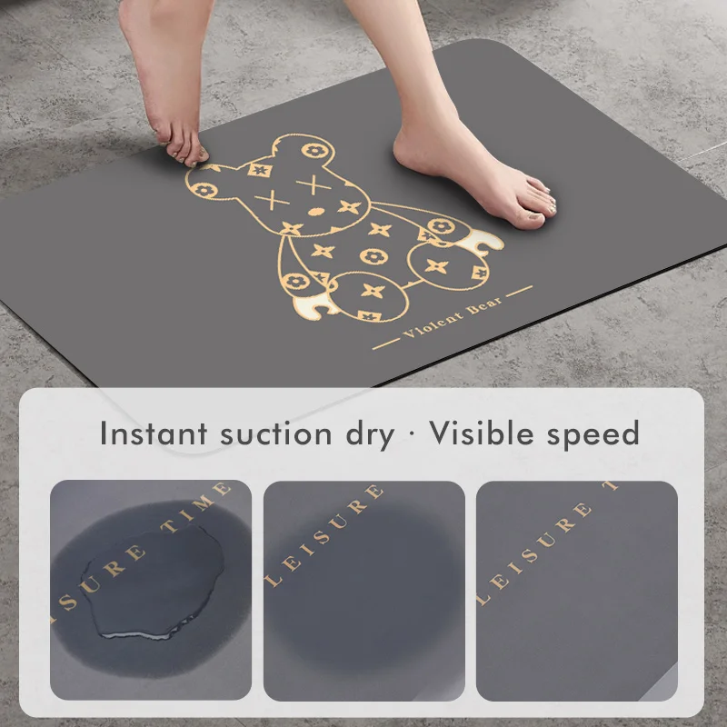 Factory Customized Stone Diatomite Bath Mat Non-slip Super Absorbent Quick Drying Bathroom Floor Mat