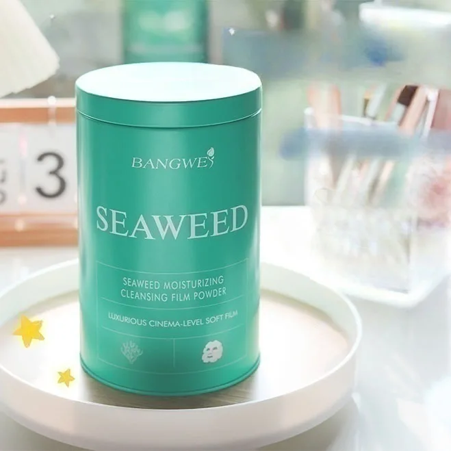 OEM Custom Seaweed Cleaning Soft Film Powder Moisturizes Deep Cleansing Face Skin Care Pores Removal Facial Mask Powder