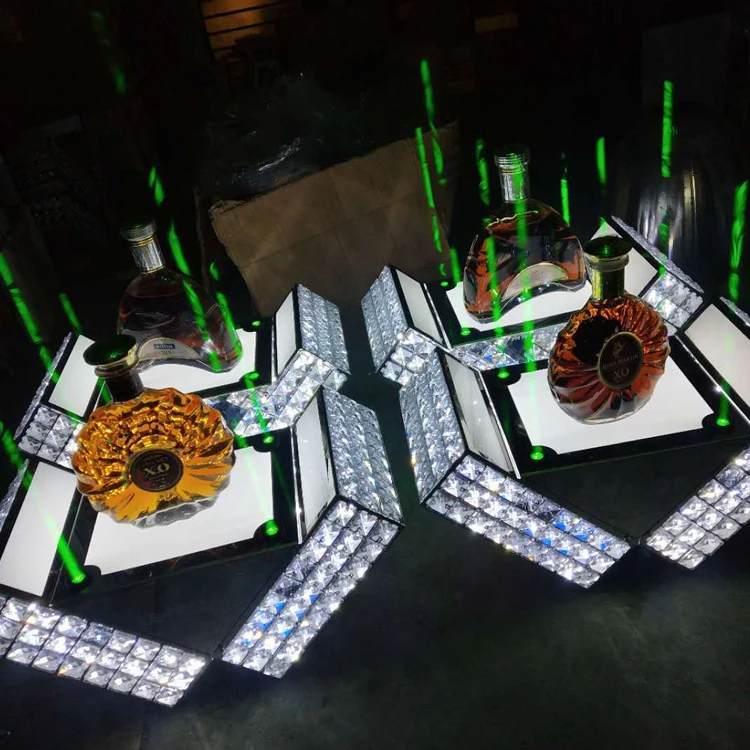 HAL Promotion Customize Stainless Steel LED Liquor Bottle Display Glorifier Stand Case for Beverage Promotion