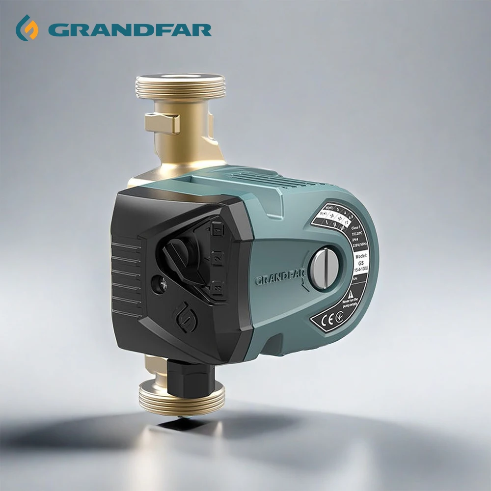 GRANDFAR Heating Water 220V 4.5m high temperature Circulating Pump Hot And Cold Mini brass Domestic hot Water Circulation Pump