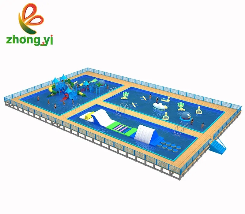  Customized inflatable floating slide water park swimming
