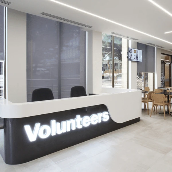 Reception Desk Beauty Salon Black Acrylic Solid Surface Hospital Reception Counter for Sale