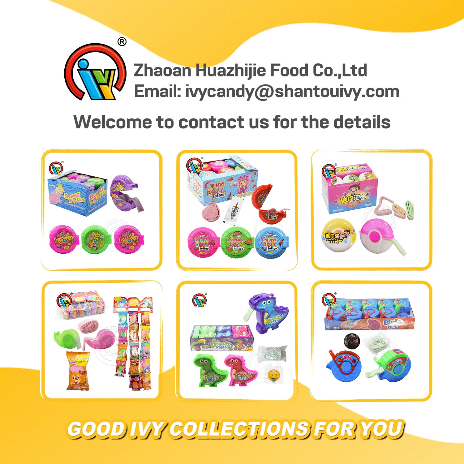 Hot selling fruit bubble gum roll chewing gum display box