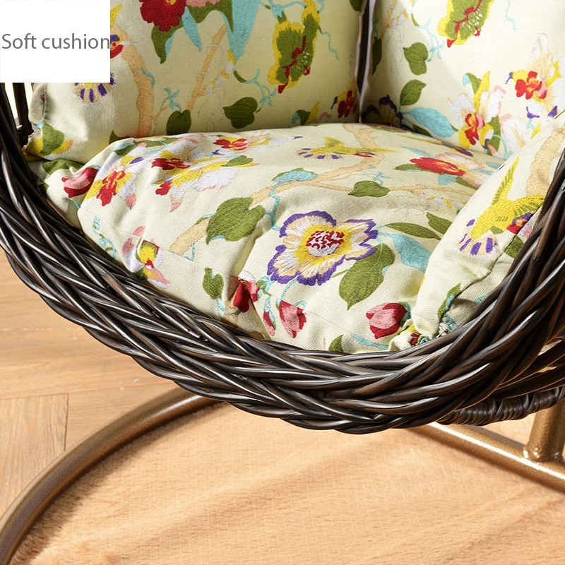 Outdoors Rattan Swing Chair Hanging Egg Shaped for Adult Indoor Balcony Furniture Single Plastic Egg Chair with Cushion Pillow