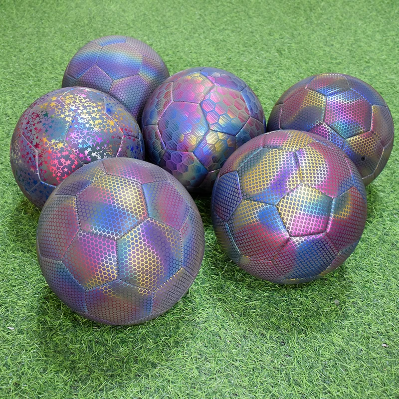 Night Game Sparkling Football Professional TPU EVA Glowing Reflective Soccer Ball Size 5 With Custom Logo Ball For Football