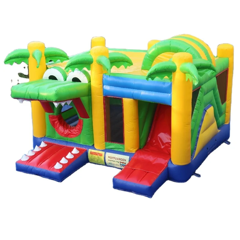 Customizable Crocodile Cartoon Theme PVC Inflatable Castle Dry Slide Jumping House Kids Bouncer Kids Bounce House Playground