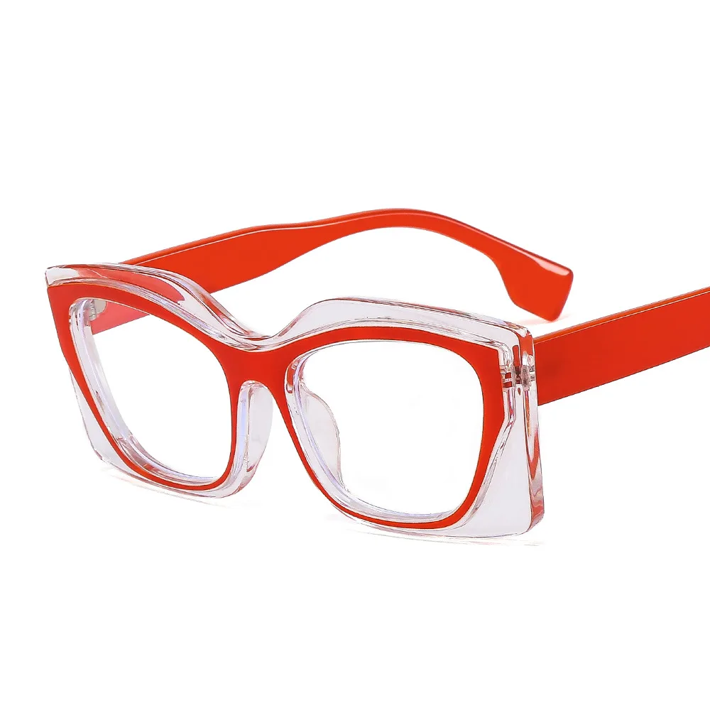 Women New Fashion Brand Sunglasses Colorful Rectangle Cat Eye Eyeglasses Leopard Pink Clear Glasses Frame Female Shades