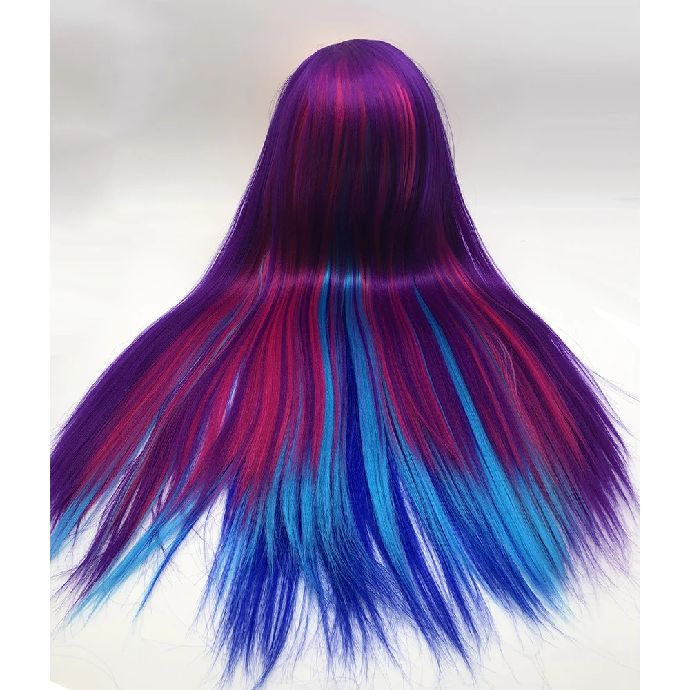 26 inch Silky Straight Training Maniquin Head With yaki  Synthetic hair Doll Head Rainbow Training Mannequin Head