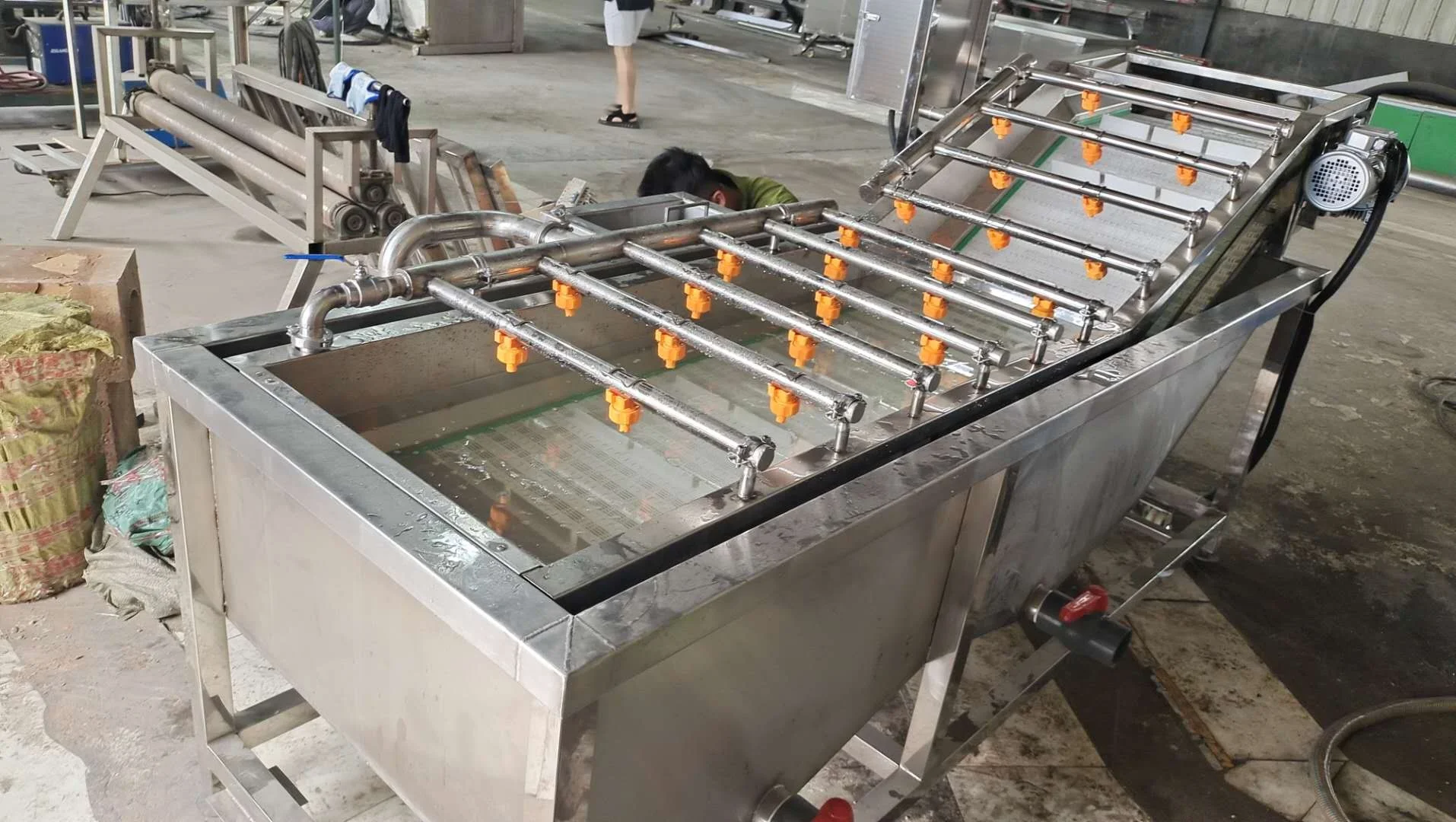 Vegetable fruits wash and dry processing machines supply vegetable washing line