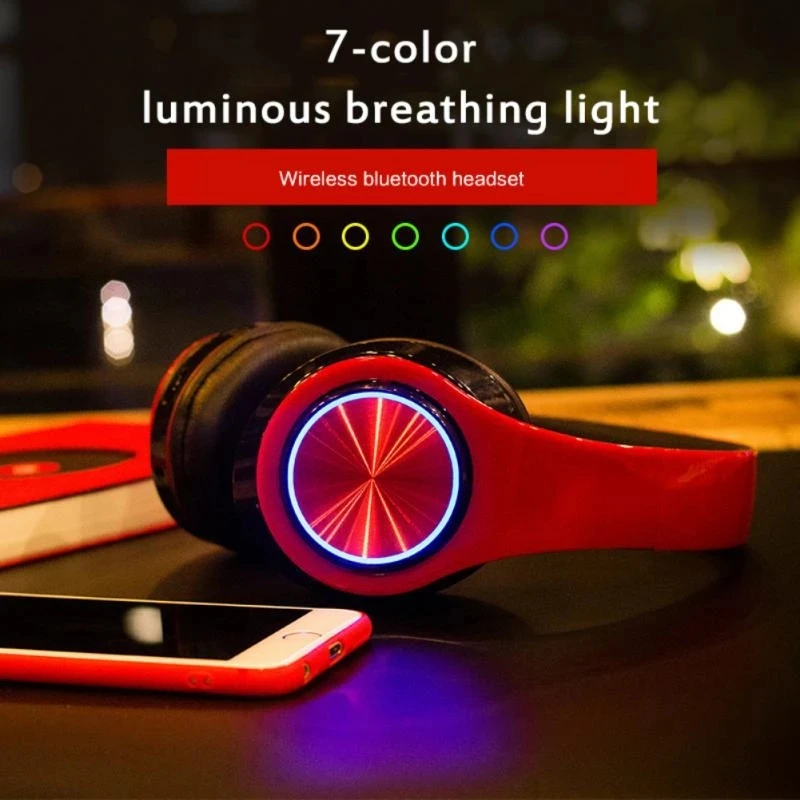 B39 Wireless Headphones Portable Folding Headset Mp3 Player With Microphone Led Colorful Lights Bt Headset With Uv