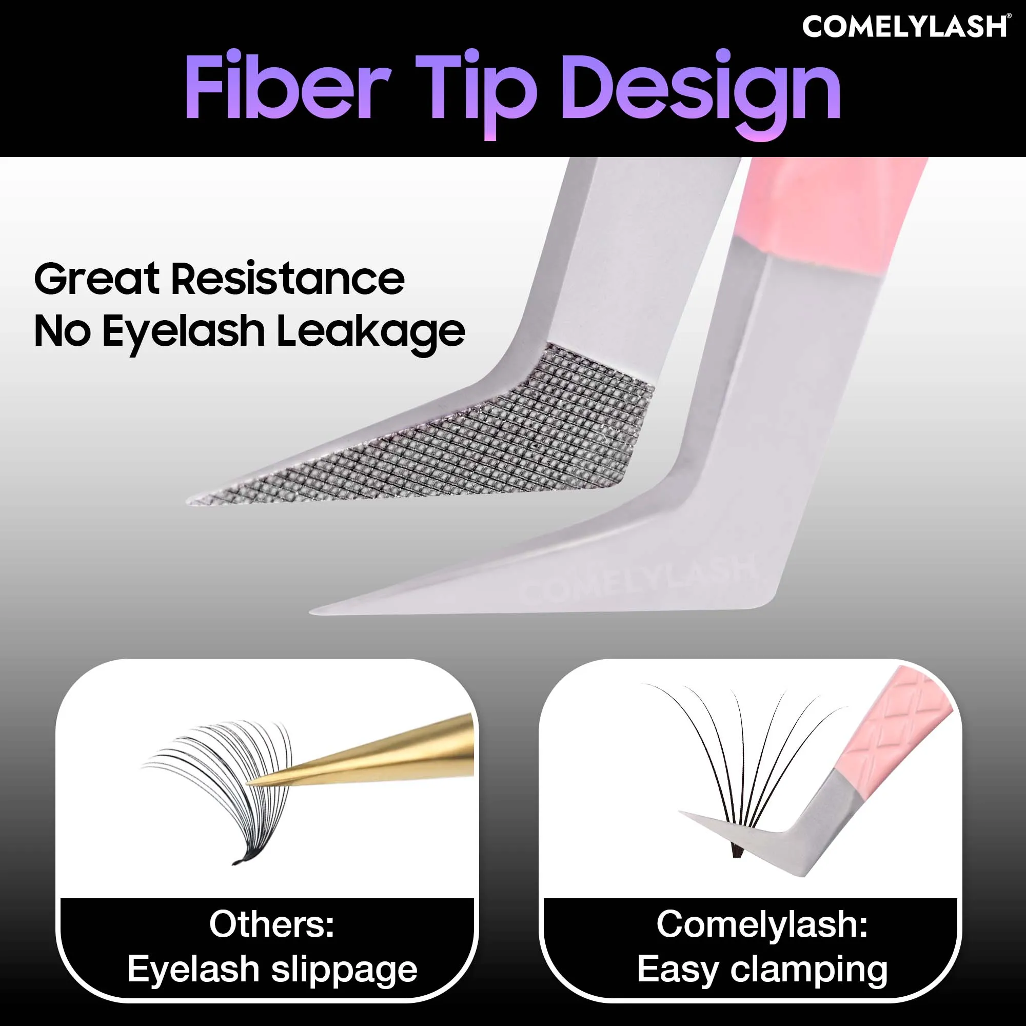 Comelylash Purple Fiber Tip Tweezers Lash Extension Tweezers Lash Supplies 45 DegreeFiber Tip Tweezers