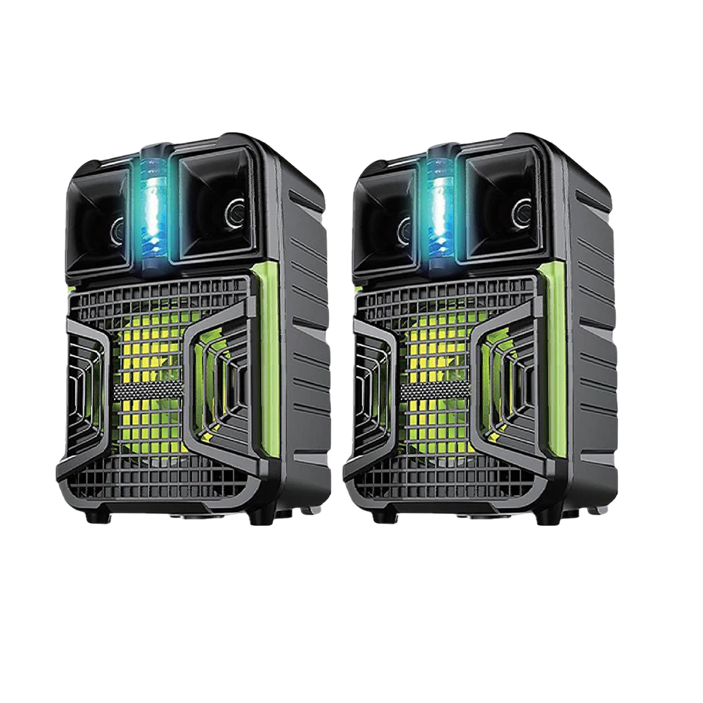 8 Inch Karaoke Circle Amplified Speaker Wireless Woofer Speaker Mic Remote Control Color Led Outdoor Tws Party Trolley Speaker