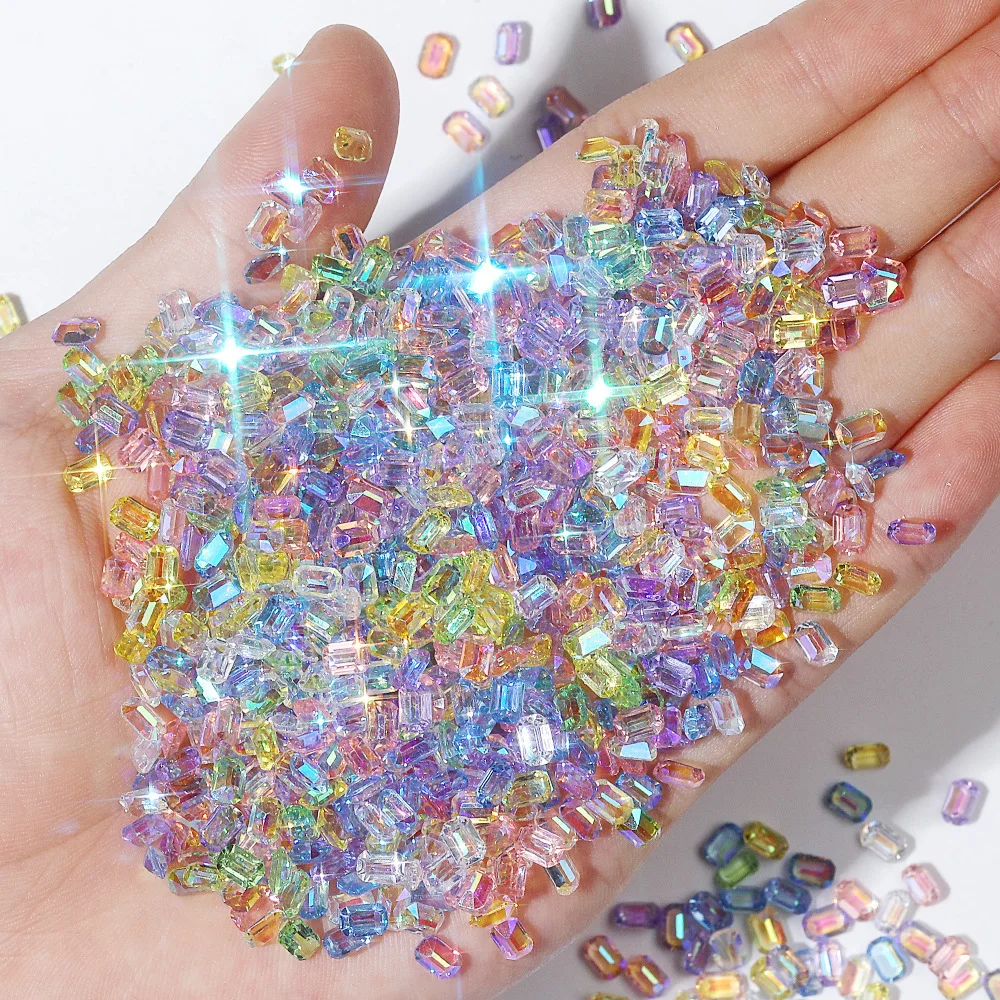 50Pcs Glass Crystal AB Rhinestones For Nail Art Craft FlatBack Crystals 3D Decorations Flat Back Stones