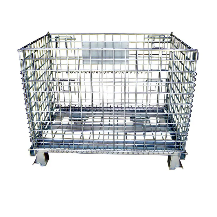 Galvanized coated wire mesh container wire pallet cage for warehouse storage