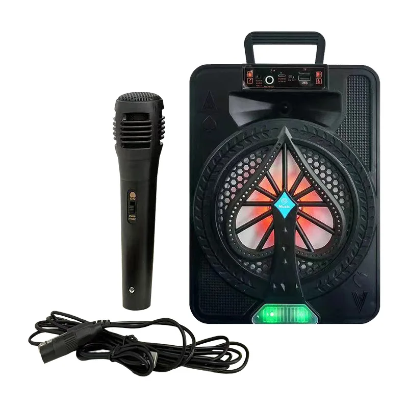 Flashing Light Portable 8 Inch Blue tooth Outdoor Wireless Speaker with Microphone