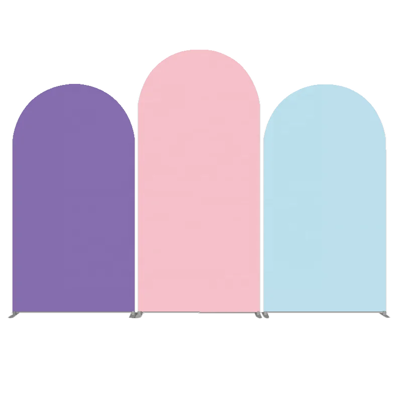 Custom Size Logo Aluminum Pipe Tension Fabric Wedding Decoration Arch Backdrop Wall Purple Balloon Arch Backdrop