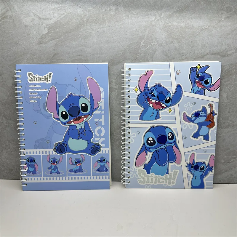 Kawaii Blue Stitch Notebook Student Coloring Page Notebook A5  Coil Waterproof Cover Diary Notebook Campus Book