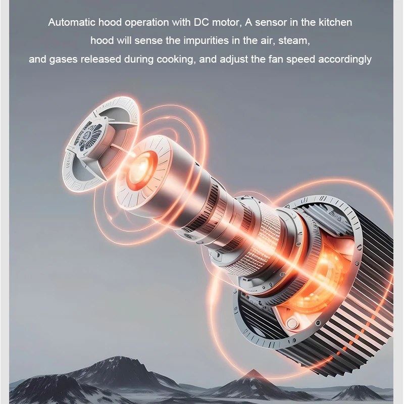 Modern fashionable design low noise reasonable price 3-speed kitchen smart cooker range hood