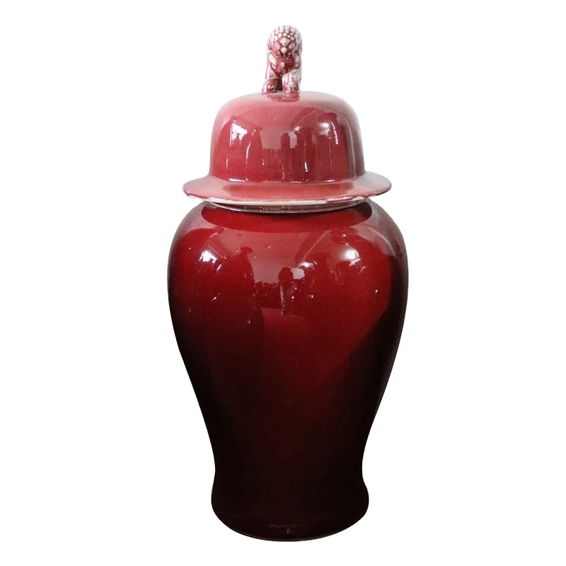 RZRi115-H-I-J-L-S Jingdezhen high quality oxblood red ceramic large temple jar