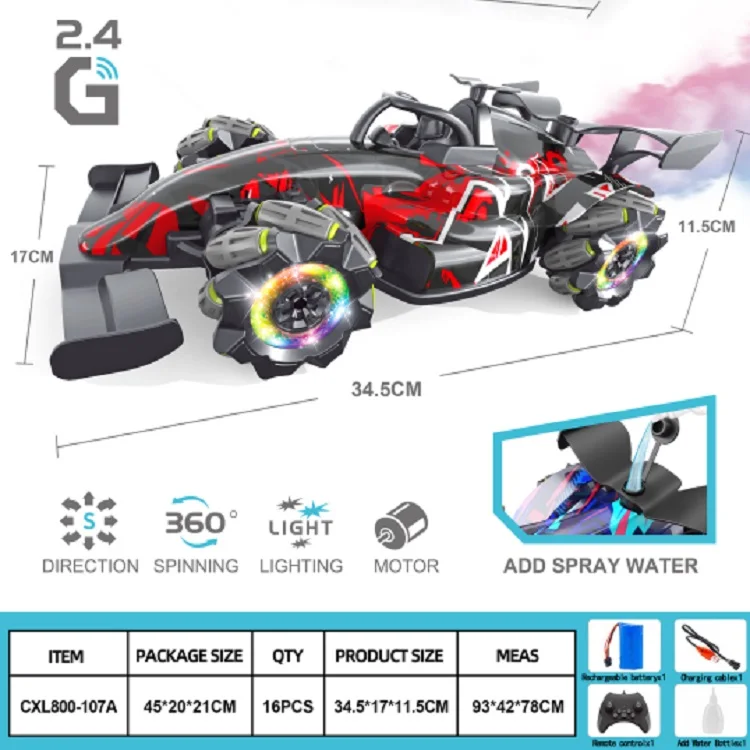 USB data cable built-in battery 2 AA non provided-electric 2.4G remote control 10 tank with light and music