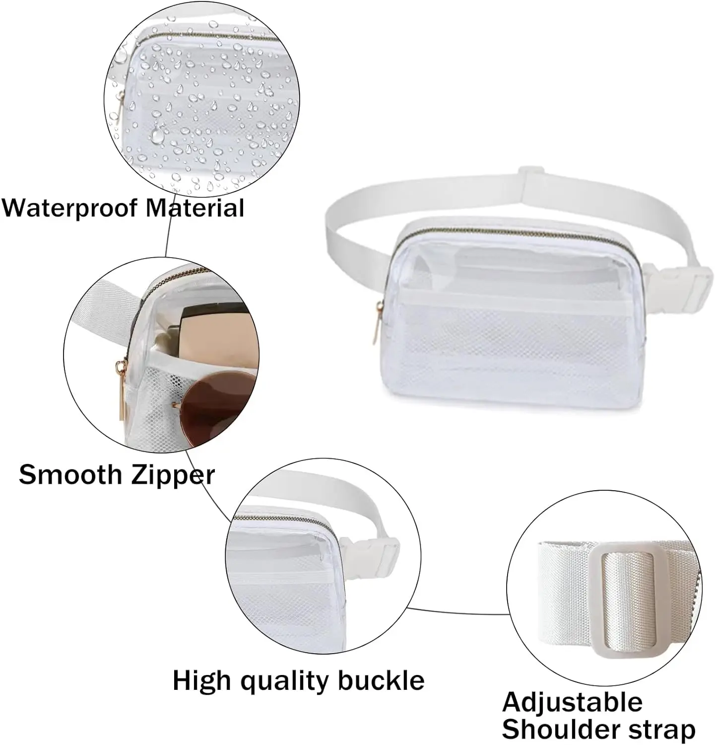 Custom Logo Eco Waterproof Sport Running Tpu Transparente Clear Belt Phone Pocket Fanny Pack Crossbody Lulu Waist Bag Unisex
