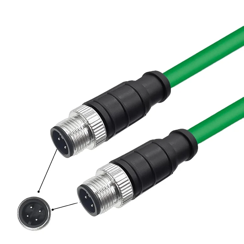 Factory Wholesale M12 4Pin A Coded Connector Communication Cable M12 Male to Male Female Industrial Camera Network Cable