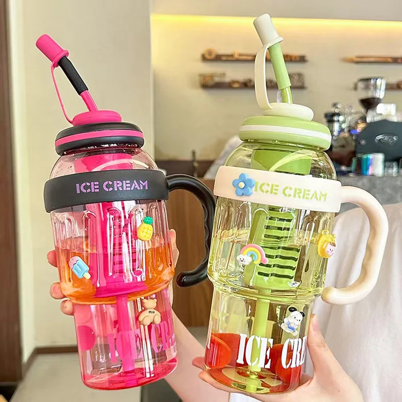 Hot Selling Products 2024 40oz Time Scale Reminder Outdoor Sports Kids School 1200ml Gifts Ice Cream Water Bottle With Handle