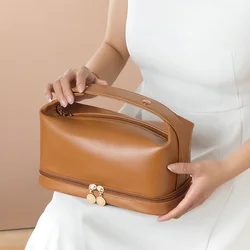 Large Capacity Soft PU Ins Style Makeup Bag Portable Waterproof Toiletry Punch Cosmetic Bag for Women