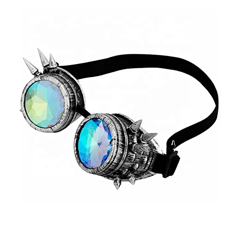 Wholesale Brass Steampunk Punk Gothic Sunglasses Cosplay Vintage Rivet Steampunk Goggle Kaleidoscope Glasses Retro Sunglasses