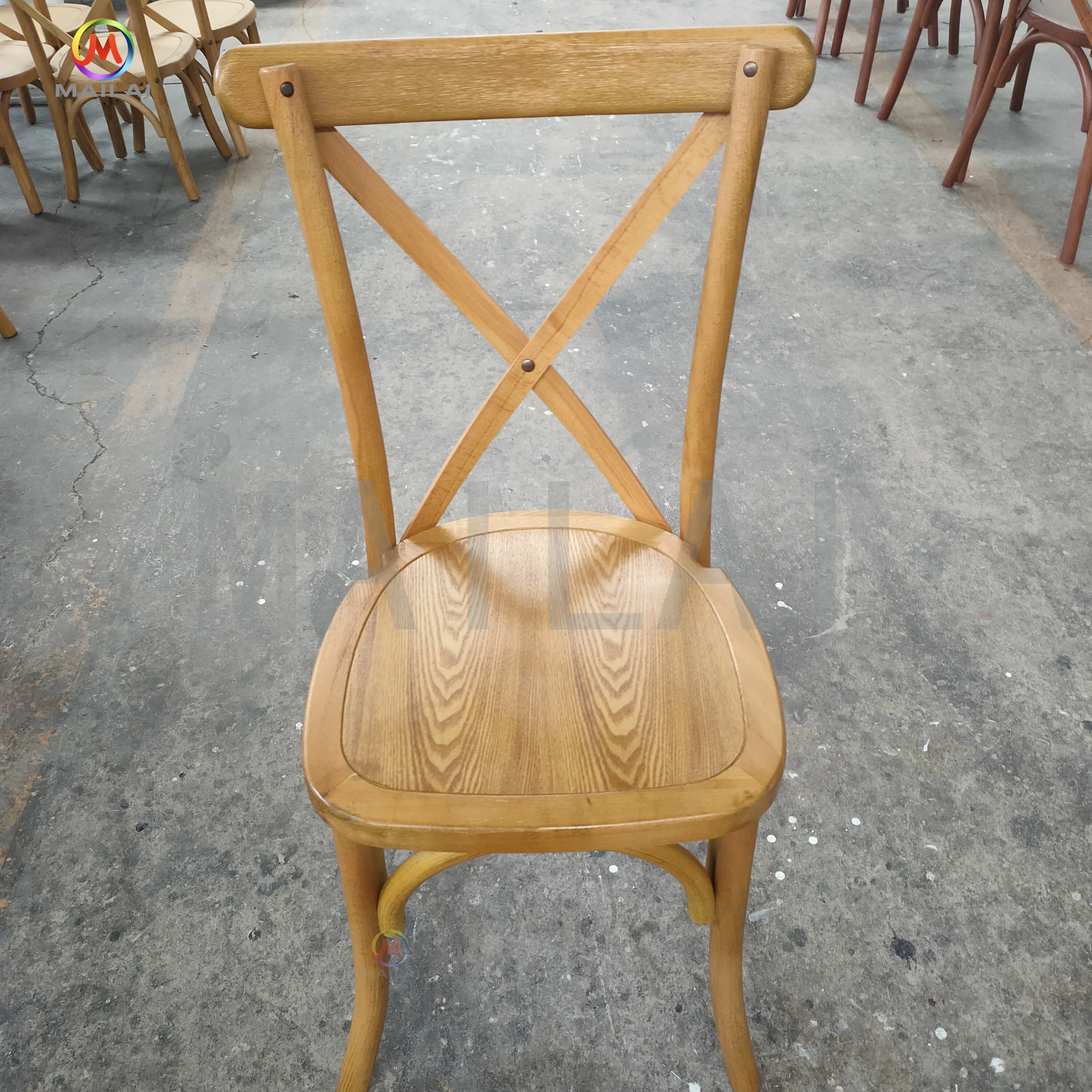 Hote Sale Stackable Wooden Cross Back Chair Garden Wedding X for Event Dining