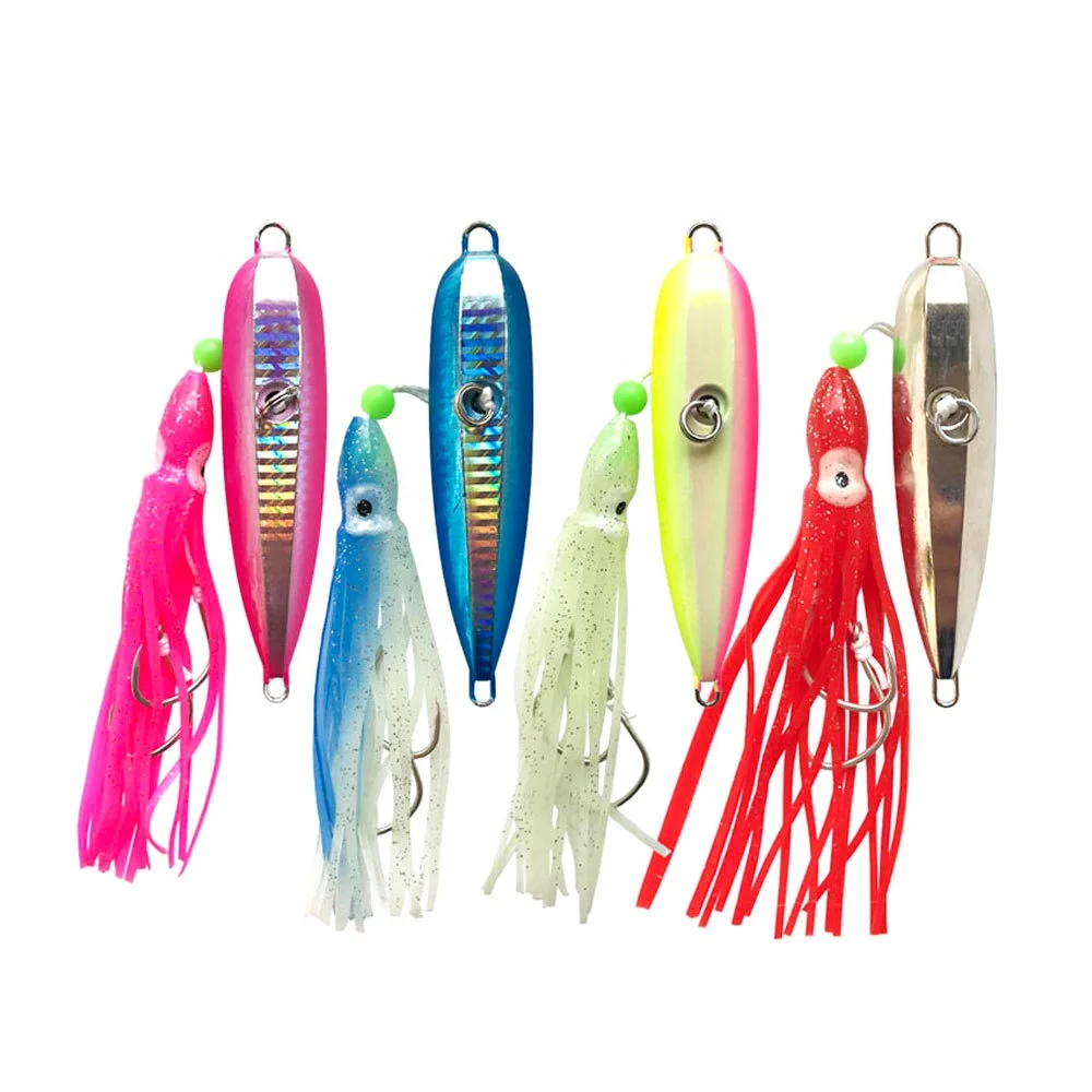 Fishing Squid Lures glow Inchiku Metal Jig 80g 100g 120g 150g 200g 250g Metal lure Octopus Skirt With Assist Hook