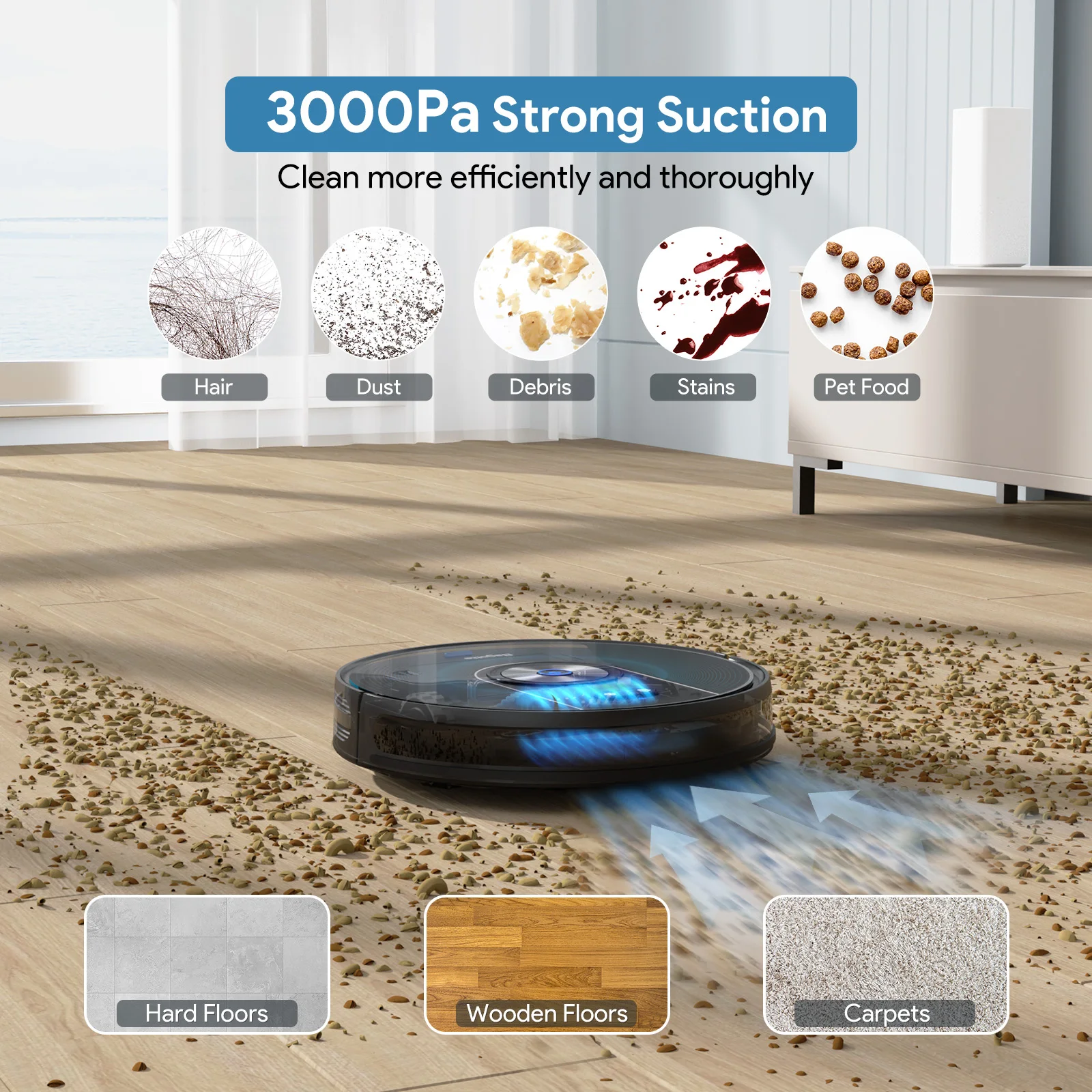 2023 Hot Sale Multifunction Auto-increase Suction Vacuum Cleaner Aspiradora Robot Smart WIFI Germany Robot Vacuum Cleaner