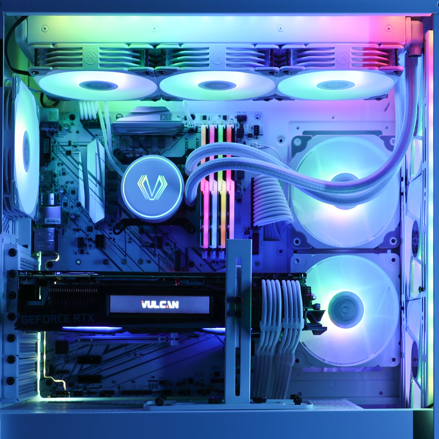 Белый 360 мм AMD/LGA1200 Ready 3X 120 PC ARGB материнская плата синхронизирующие вентиляторы водяной жидкий