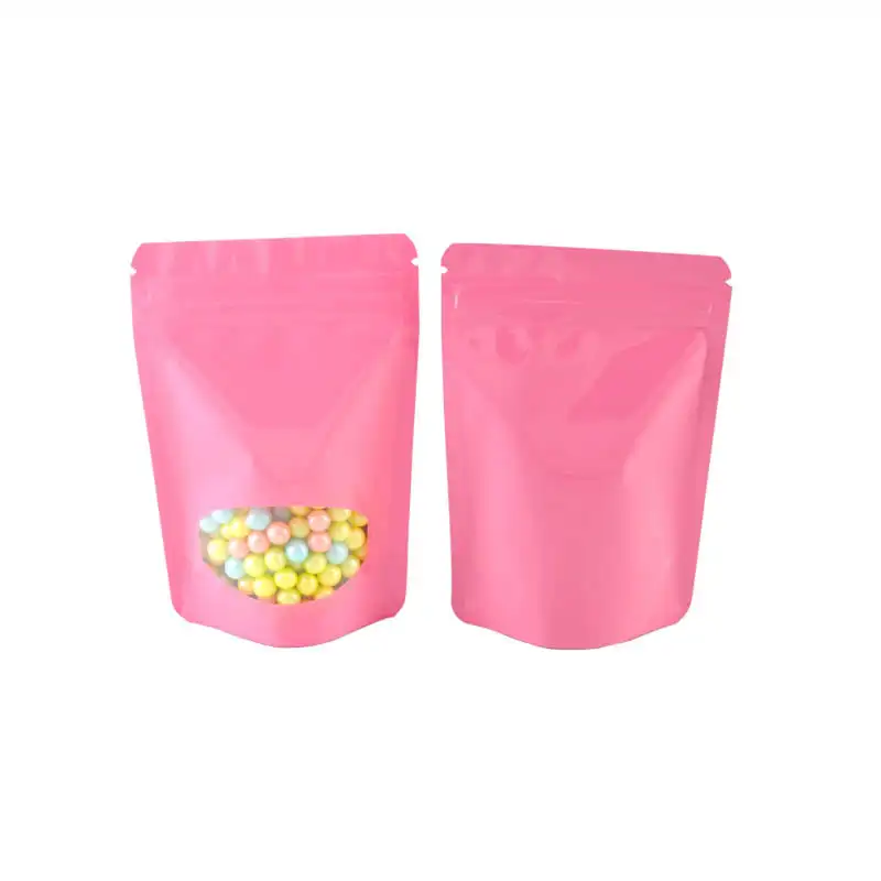 Glossy Finish Aluminum Foil Doypack Mylar Storage Food Stand Up zipper Bag With Window