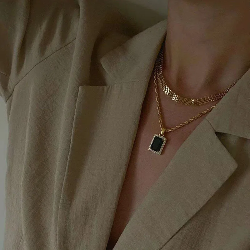 Mothers Day Jewelry Gift Wide Flat Mesh Chain Choker Necklace 18K Gold Plated Stainless Steel Summer Necklace for Women