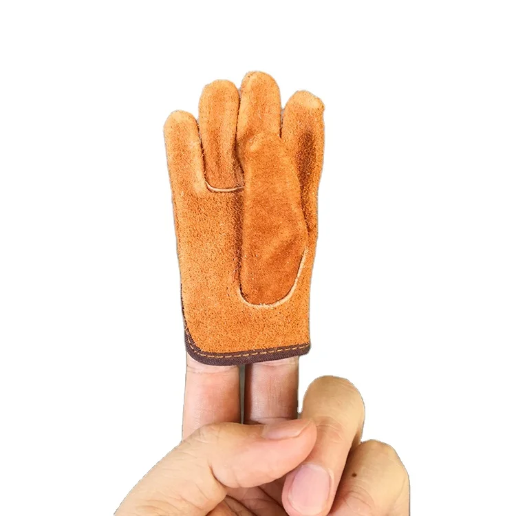 Branded custom logo heat resistant cow grain leather keychain gloves for small hands