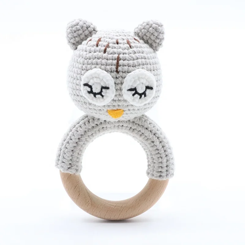 Органическое Натуральное детское буковое деревянное кольцо прорезыватель Игрушка прорезыватель погремушка