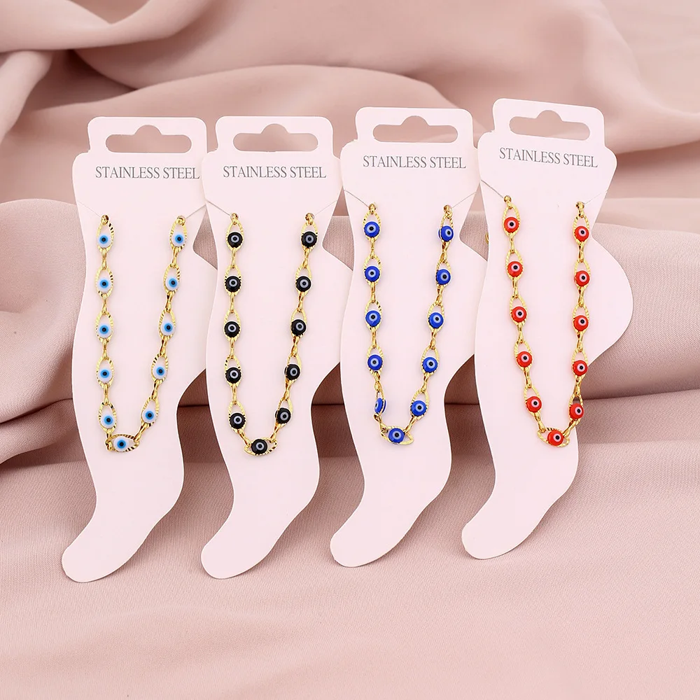 Summer fashion all-match couple titanium steel anklet girl dripping eyes feet Chain accessory anklet