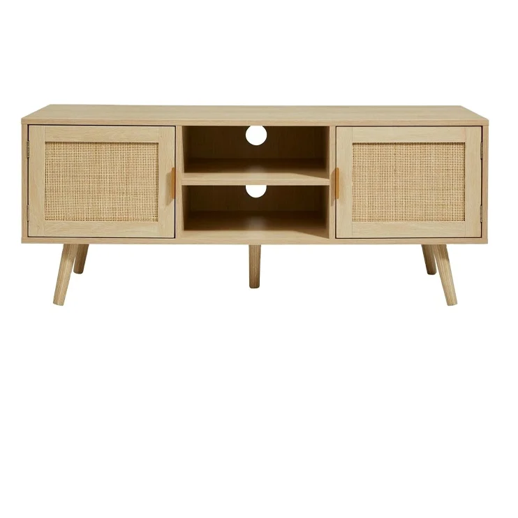 Living Room Furniture Wood 2 Rattan Drawers Tv Stands Modern Tv Cabinet For Home