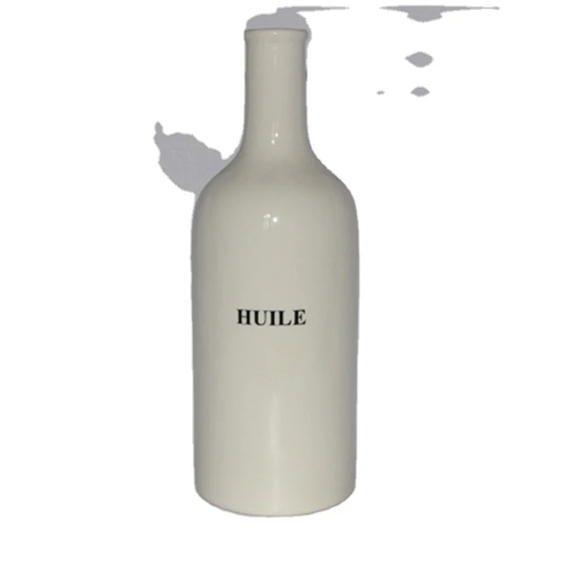 red glazed embossed logo custom design Ceramic olive oil Bottle with lid OEM